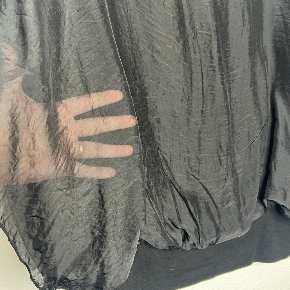 M Made in Italy Ruffle Sleeve Scoop Neckline Blouse Silk Blend Black Size Small - Picture 7 of 13